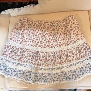 Floral Mini Skirt - Red and Blue